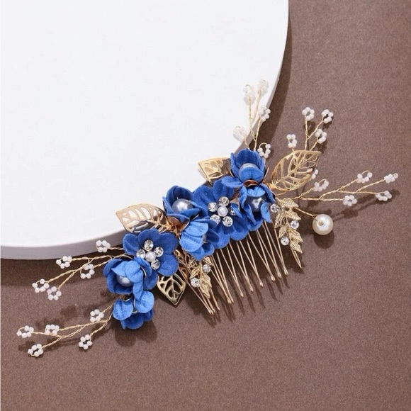 Ornate Blue Hair Piece - Picture 2 of 4